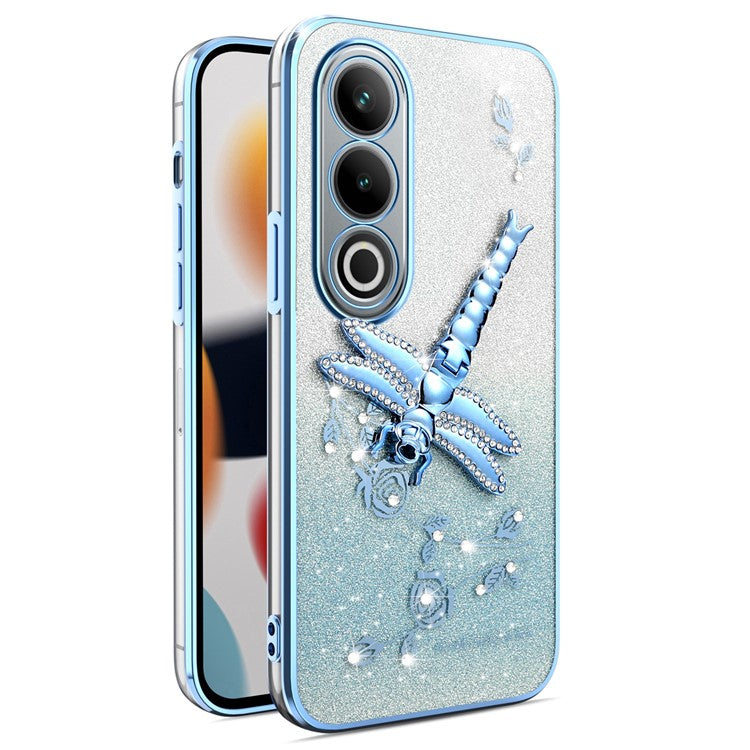 KADEM For OnePlus Ace 3V 5G Case Dragonfly Kickstand TPU Flowers Glitter Phone Cover - Blue