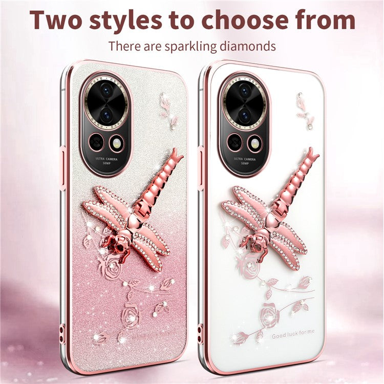 KADEM For Huawei nova 13 Case Dragonfly Kickstand TPU Flowers Glitter Phone Cover - Pink