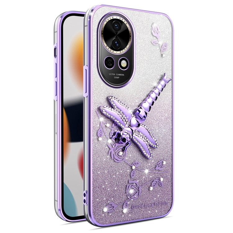 KADEM For Huawei nova 13 Case Dragonfly Kickstand TPU Flowers Glitter Phone Cover - Purple