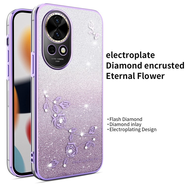 KADEM For Huawei nova 13 Case Dragonfly Kickstand TPU Flowers Glitter Phone Cover - Purple