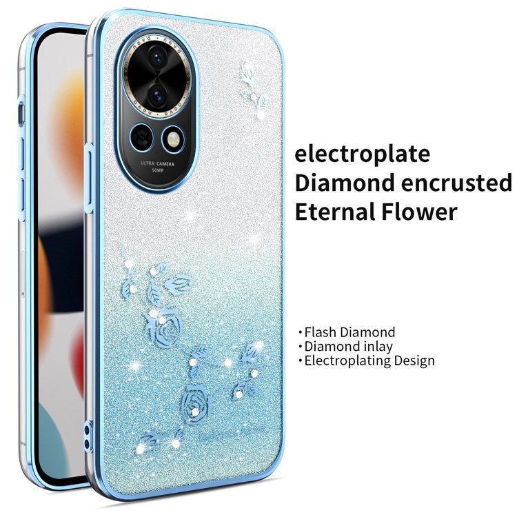 KADEM For Huawei nova 13 Case Dragonfly Kickstand TPU Flowers Glitter Phone Cover - Blue