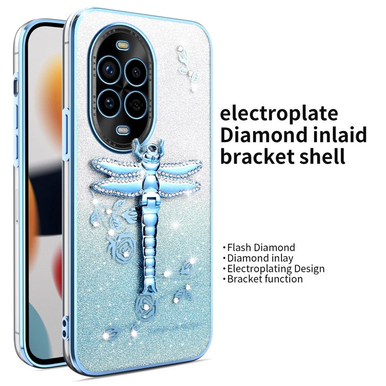 KADEM For Huawei nova 13 Pro 5G Case Dragonfly Kickstand TPU Flowers Glitter Phone Cover - Blue