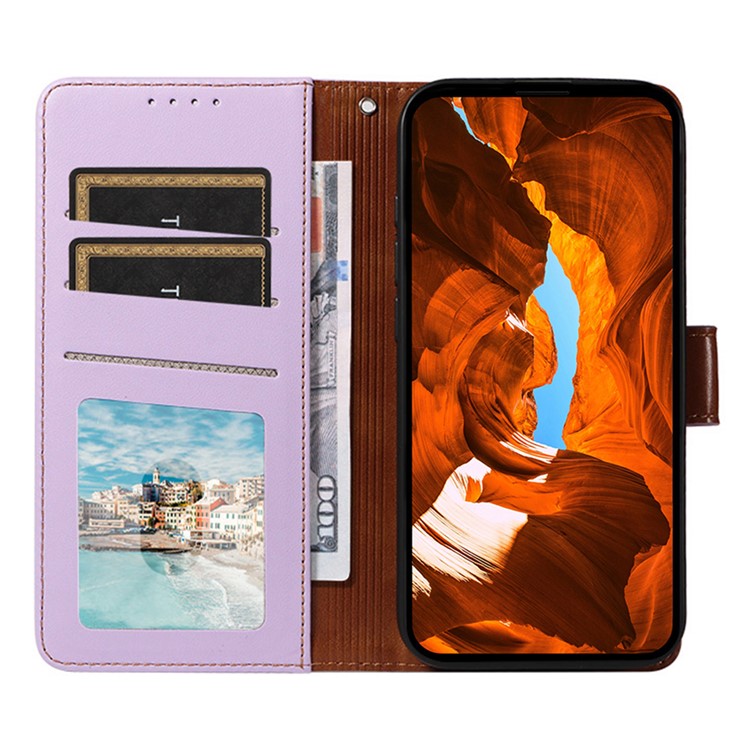 For Google Pixel 8 Pro Case RFID Blocking Leather Wallet Flip Phone Cover with Wrist Strap - Purple
