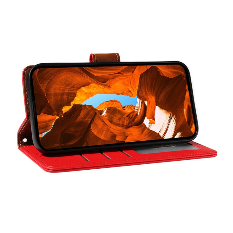 For Google Pixel 7a Case RFID Blocking Leather Wallet Flip Phone Cover with Wrist Strap - Red