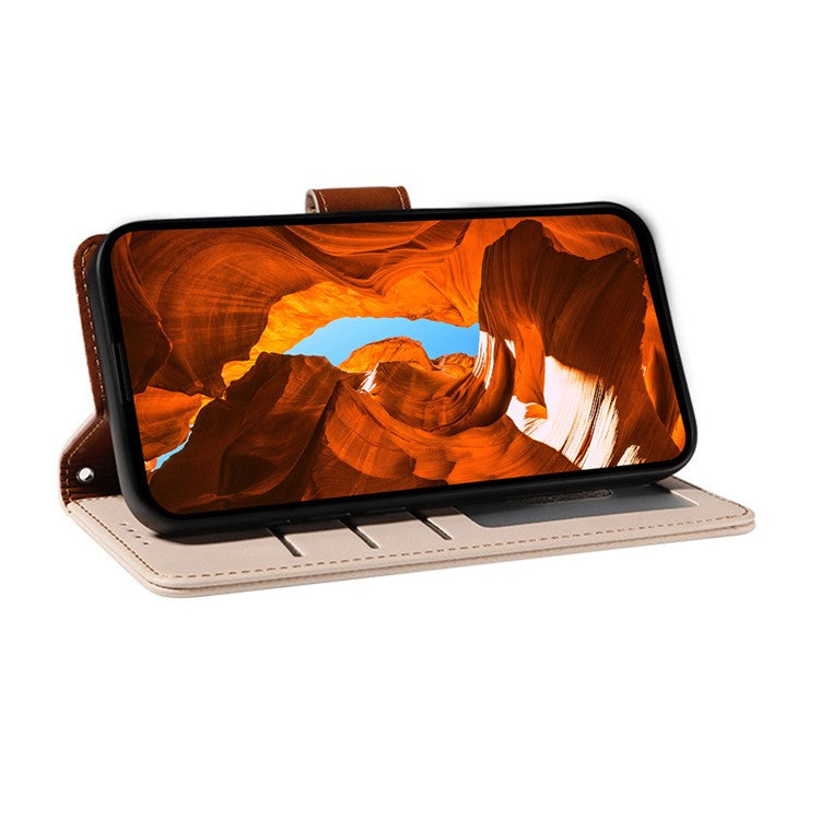 For Google Pixel 7a Case RFID Blocking Leather Wallet Flip Phone Cover with Wrist Strap - Apricot