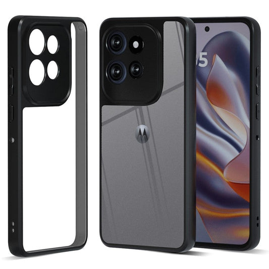 IBMRS For Motorola Edge 50 Neo 5G / S50 5G Case TPU + PC Heavy Duty Shockproof Phone Cover Camera Protection - Transparent Black