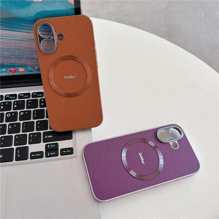 DEKKER For iPhone 16 Plus Back Cover Compatible with MagSafe PU+TPU Phone Case - Orange