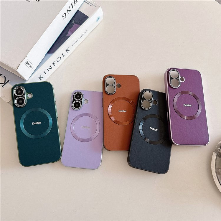 DEKKER For iPhone 16 Plus Back Cover Compatible with MagSafe PU+TPU Phone Case - Orange