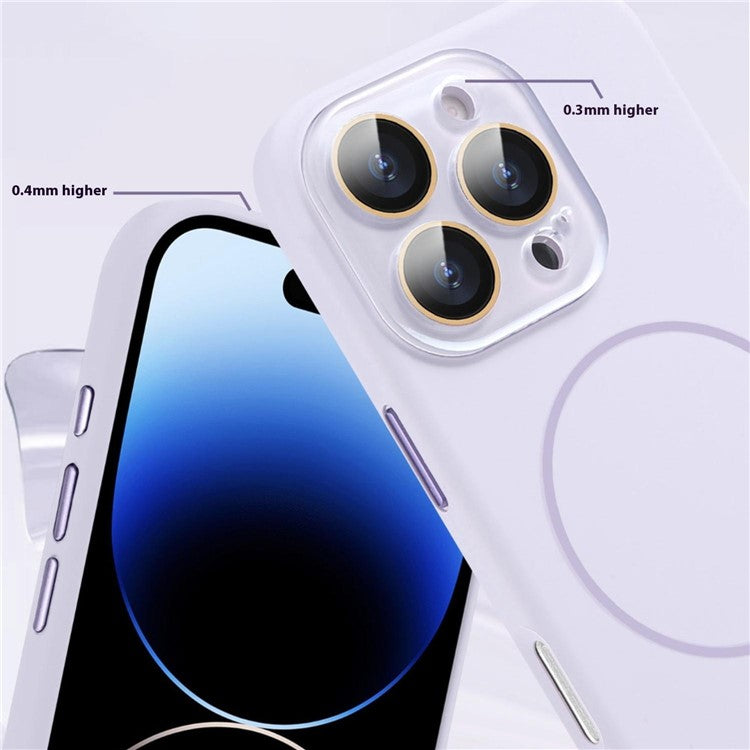 For iPhone 16 Pro Case Compatible with MagSafe Liquid Silicone Anti-Drop Phone Cover with Lens Film - Light Purple