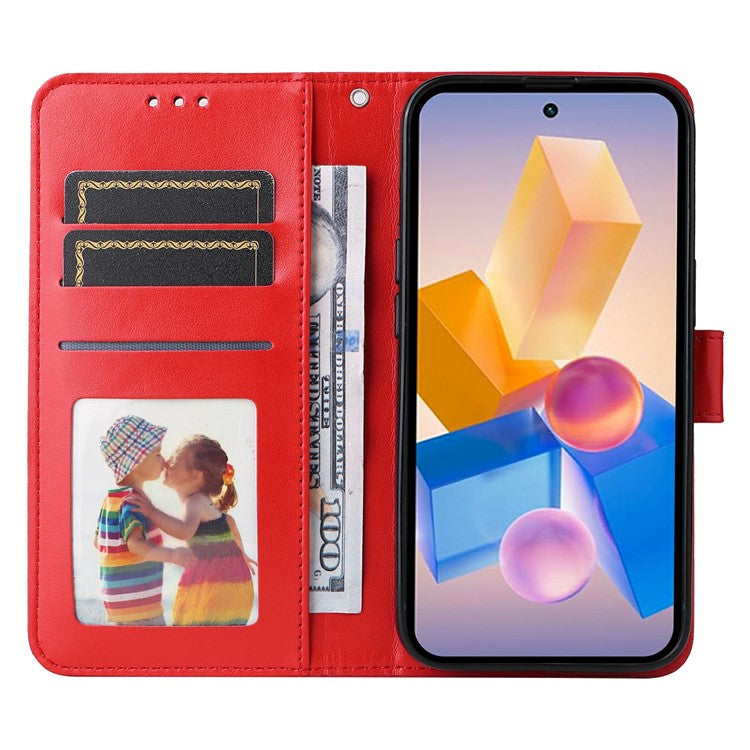 Leather Case for Infinix Smart 8 Plus / Smart 8 Pro 4G / Smart 8 4G / Hot 40i / TECNO Spark 20 / Spark Go 2024 4G / Pop 8 Sunflower Wallet Cover - Red