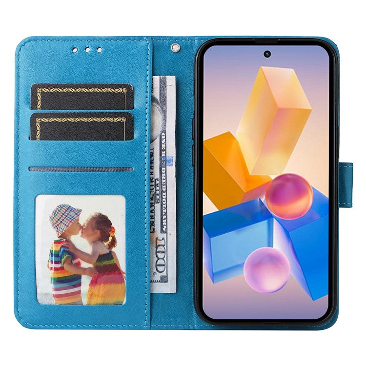 Leather Case for Infinix Smart 8 Plus / Smart 8 Pro 4G / Smart 8 4G / Hot 40i / TECNO Spark 20 / Spark Go 2024 4G / Pop 8 Sunflower Wallet Cover - Blue