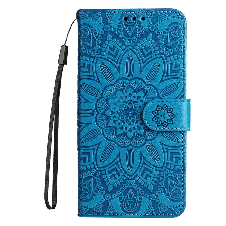 Leather Case for Infinix Smart 8 Plus / Smart 8 Pro 4G / Smart 8 4G / Hot 40i / TECNO Spark 20 / Spark Go 2024 4G / Pop 8 Sunflower Wallet Cover - Blue