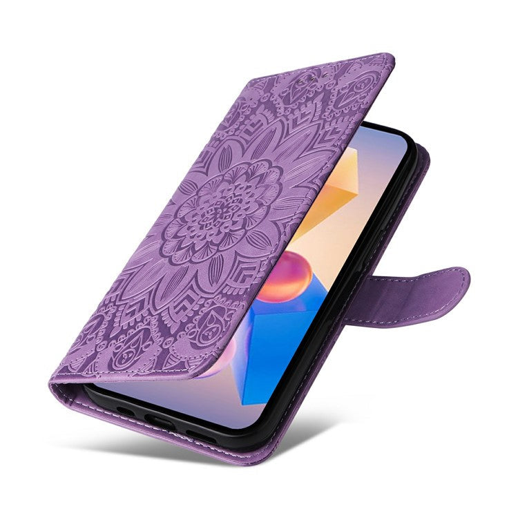 Leather Case for Infinix Smart 8 Plus / Smart 8 Pro 4G / Smart 8 4G / Hot 40i / TECNO Spark 20 / Spark Go 2024 4G / Pop 8 Sunflower Wallet Cover - Purple