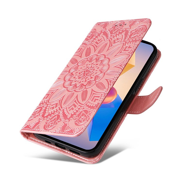 Leather Case for Infinix Smart 8 Plus / Smart 8 Pro 4G / Smart 8 4G / Hot 40i / TECNO Spark 20 / Spark Go 2024 4G / Pop 8 Sunflower Wallet Cover - Pink