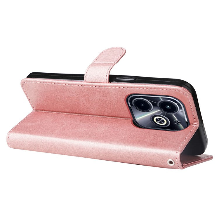 Zipper Wallet Case for Infinix Smart 8 Plus / Smart 8 Pro 4G / Smart 8 4G / Hot 40i / TECNO Spark 20 / Spark Go 2024 4G Leather Cover - Pink