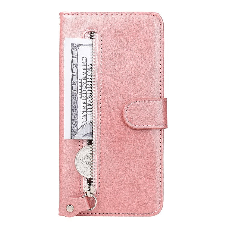 Zipper Wallet Case for Infinix Smart 8 Plus / Smart 8 Pro 4G / Smart 8 4G / Hot 40i / TECNO Spark 20 / Spark Go 2024 4G Leather Cover - Pink