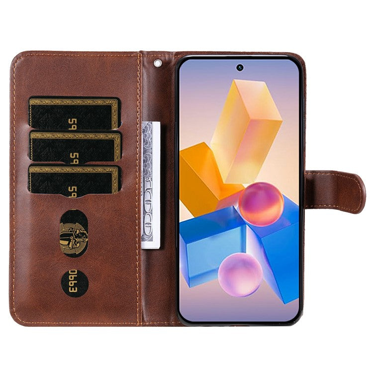 Zipper Wallet Case for Infinix Smart 8 Plus / Smart 8 Pro 4G / Smart 8 4G / Hot 40i / TECNO Spark 20 / Spark Go 2024 4G Leather Cover - Brown