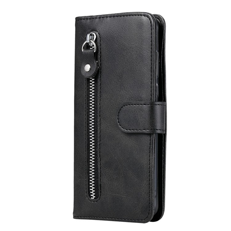 Zipper Wallet Case for Infinix Smart 8 Plus / Smart 8 Pro 4G / Smart 8 4G / Hot 40i / TECNO Spark 20 / Spark Go 2024 4G Leather Cover - Black