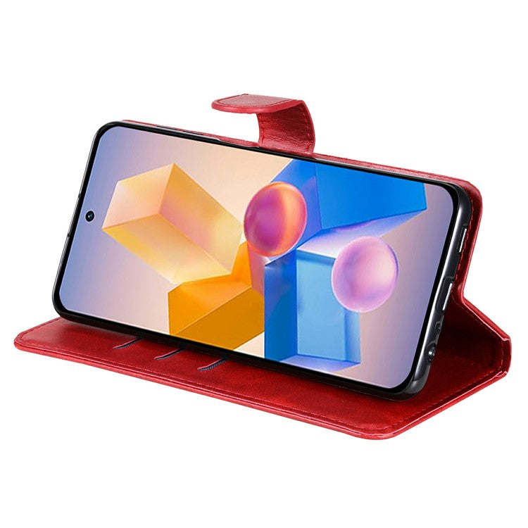 Zipper Wallet Case for Infinix Smart 8 Plus / Smart 8 Pro 4G / Smart 8 4G / Hot 40i / TECNO Spark 20 / Spark Go 2024 4G Leather Cover - Red