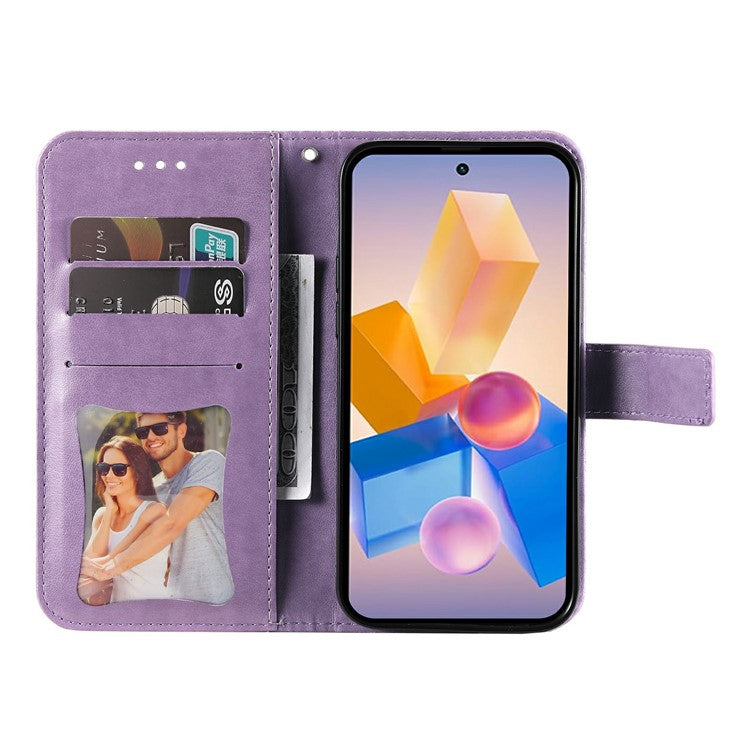 Leather Case for Infinix Smart 8 Plus / Smart 8 Pro 4G / Smart 8 4G / Hot 40i / TECNO Spark 20 / Spark Go 2024 4G Flower Phone Cover - Purple