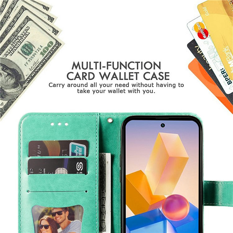 Leather Case for Infinix Smart 8 Plus / Smart 8 Pro 4G / Smart 8 4G / Hot 40i / TECNO Spark 20 / Spark Go 2024 4G Flower Phone Cover - Green