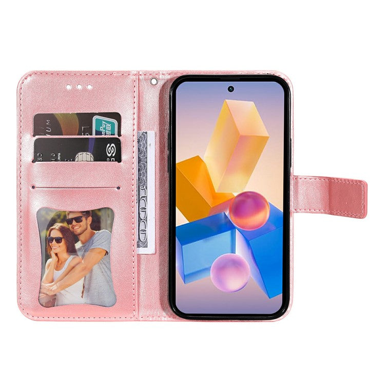 Leather Case for Infinix Smart 8 Plus / Smart 8 Pro 4G / Smart 8 4G / Hot 40i / TECNO Spark 20 / Spark Go 2024 4G Flower Phone Cover - Pink