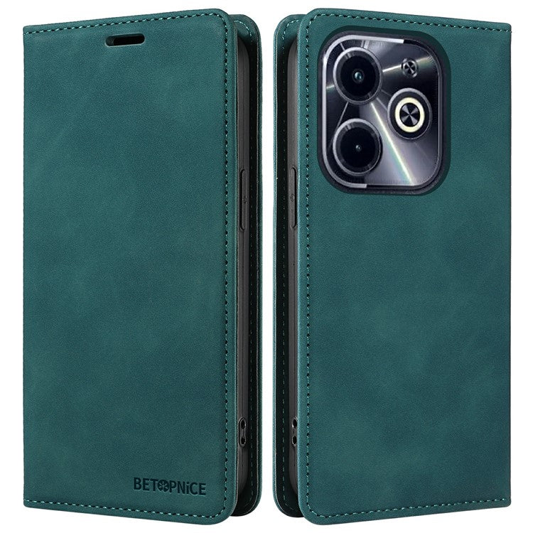 BETOPNICE 003 Wallet Case for Infinix Smart 8 Plus / Smart 8 Pro 4G / Smart 8 4G / Hot 40i / TECNO Spark Go 2024 4G Leather Phone Cover - Green
