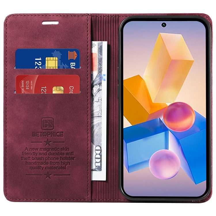 BETOPNICE 003 Wallet Case for Infinix Smart 8 Plus / Smart 8 Pro 4G / Smart 8 4G / Hot 40i / TECNO Spark Go 2024 4G Leather Phone Cover - Red
