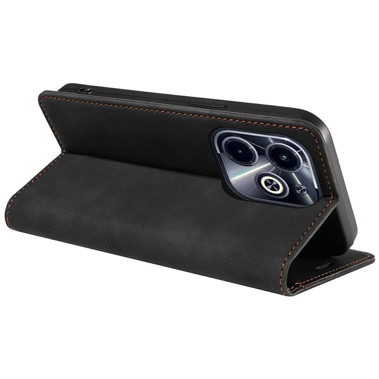 BETOPNICE 003 Wallet Case for Infinix Smart 8 Plus / Smart 8 Pro 4G / Smart 8 4G / Hot 40i / TECNO Spark Go 2024 4G Leather Phone Cover - Black