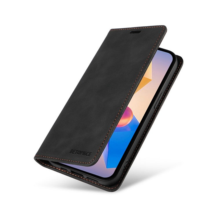 BETOPNICE 003 Wallet Case for Infinix Smart 8 Plus / Smart 8 Pro 4G / Smart 8 4G / Hot 40i / TECNO Spark Go 2024 4G Leather Phone Cover - Black