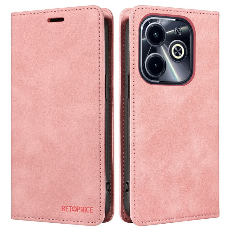BETOPNICE 003 Wallet Case for Infinix Smart 8 Plus / Smart 8 Pro 4G / Smart 8 4G / Hot 40i / TECNO Spark Go 2024 4G Leather Phone Cover - Pink