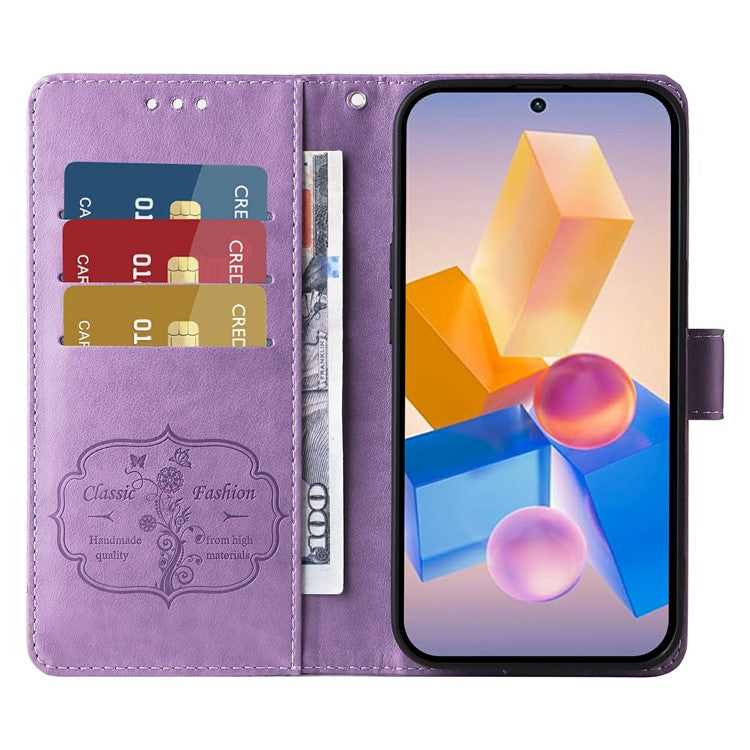 Leather Case for Infinix Smart 8 Plus / Smart 8 Pro 4G / Smart 8 4G / Hot 40i / TECNO Spark 20 / Spark Go 2024 4G Butterfly Floral Cover - Purple