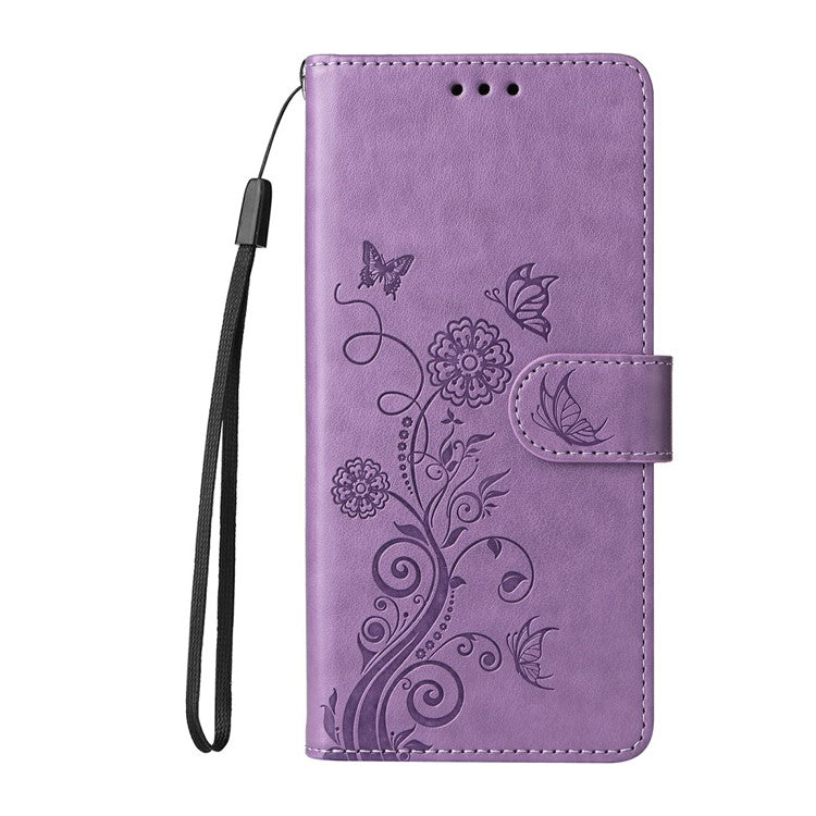 Leather Case for Infinix Smart 8 Plus / Smart 8 Pro 4G / Smart 8 4G / Hot 40i / TECNO Spark 20 / Spark Go 2024 4G Butterfly Floral Cover - Purple