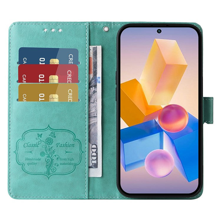 Leather Case for Infinix Smart 8 Plus / Smart 8 Pro 4G / Smart 8 4G / Hot 40i / TECNO Spark 20 / Spark Go 2024 4G Butterfly Floral Cover - Green