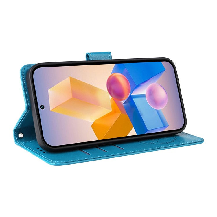 Leather Case for Infinix Smart 8 Plus / Smart 8 Pro 4G / Smart 8 4G / Hot 40i / TECNO Spark 20 / Spark Go 2024 4G Butterfly Floral Cover - Blue