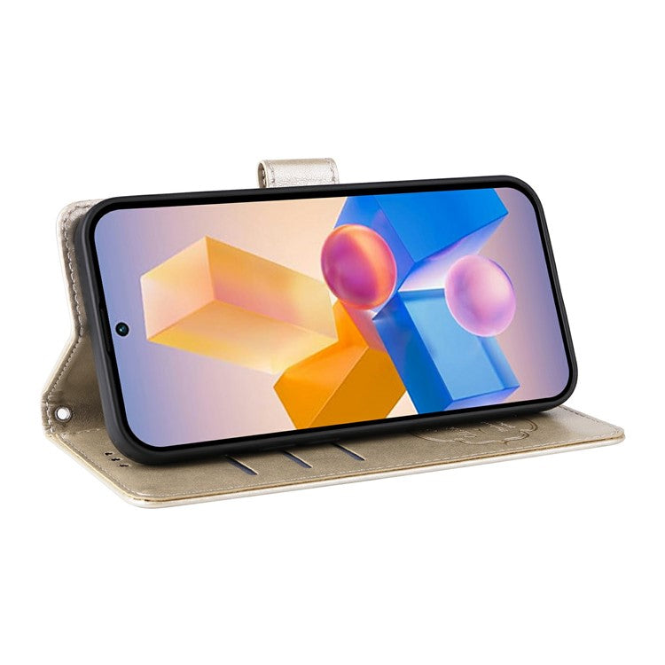 Leather Case for Infinix Smart 8 Plus / Smart 8 Pro 4G / Smart 8 4G / Hot 40i / TECNO Spark 20 / Spark Go 2024 4G Butterfly Floral Cover - Gold