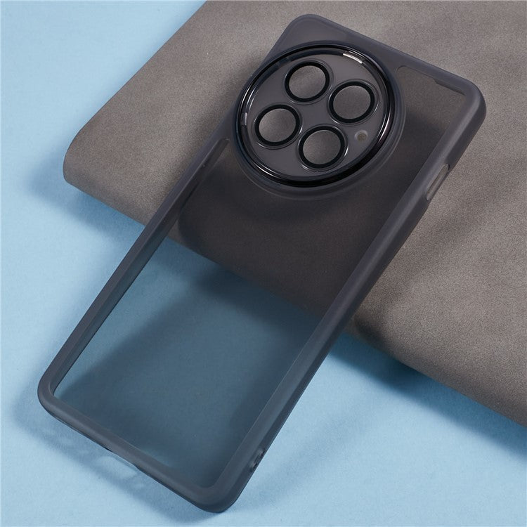 For OnePlus 13 Case Electroplated Camera Frame TPU Phone Cover - Transparent Black