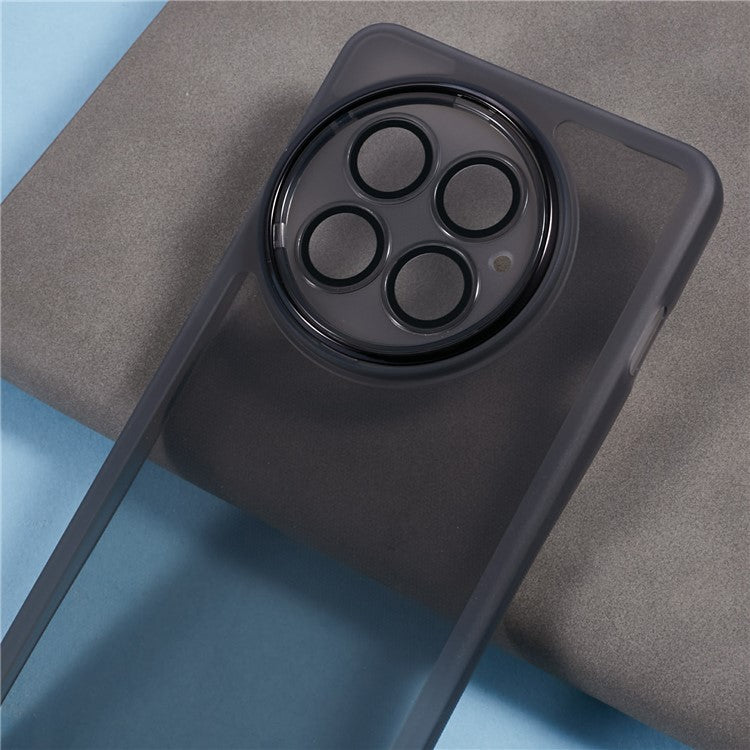 For OnePlus 13 Case Electroplated Camera Frame TPU Phone Cover - Transparent Black