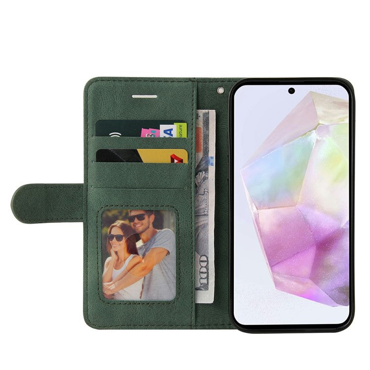 For Google Pixel 9a Case Color Splicing Leather Phone Cover Wallet Stand - Green