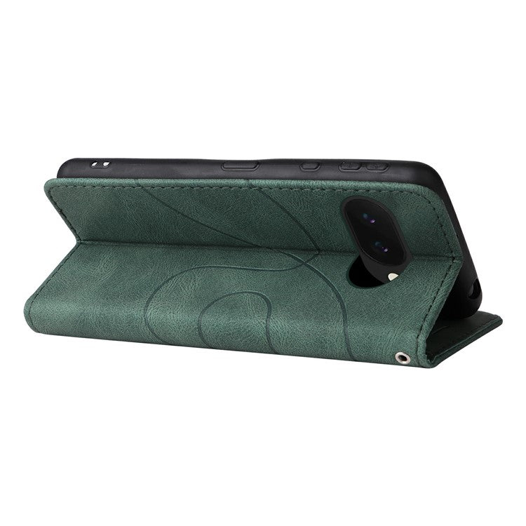 For Google Pixel 9a Case Color Splicing Leather Phone Cover Wallet Stand - Green