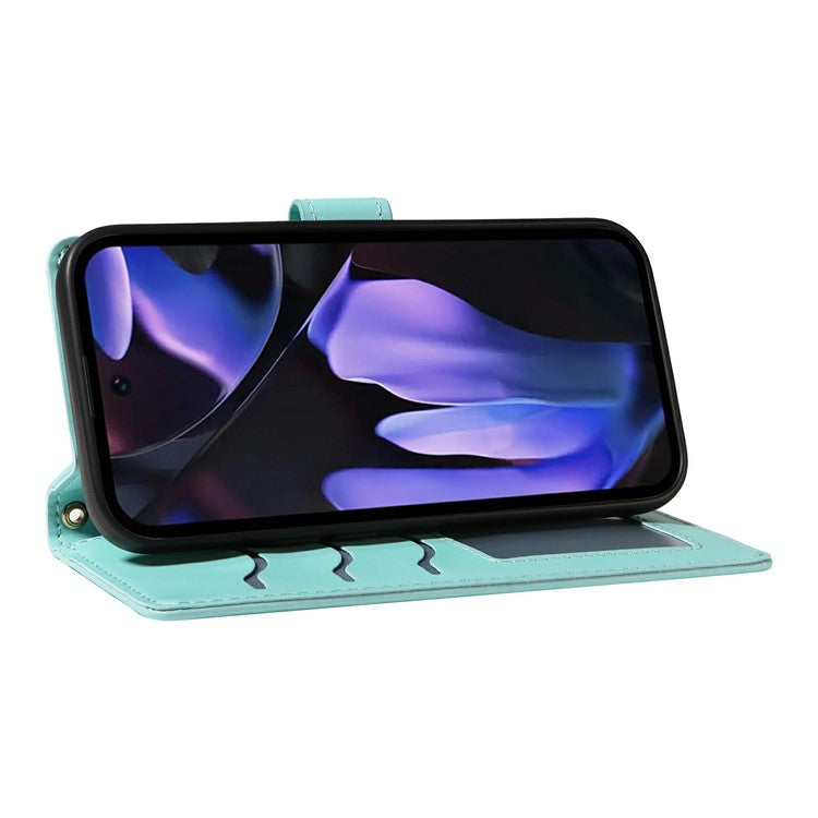 For Google Pixel 9a Wallet Case Rhombus Leather Phone Cover with Shoulder Strap, Wrist Strap - Green