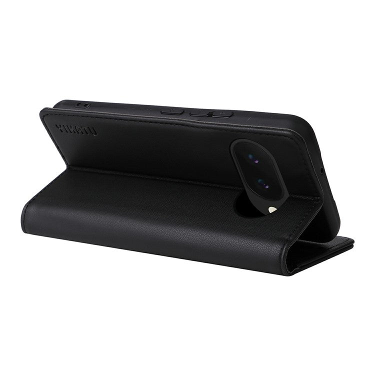 YIKATU YK-001 For Google Pixel 9a Case Stand Leather Phone Cover Strong Magnetic Closure - Black