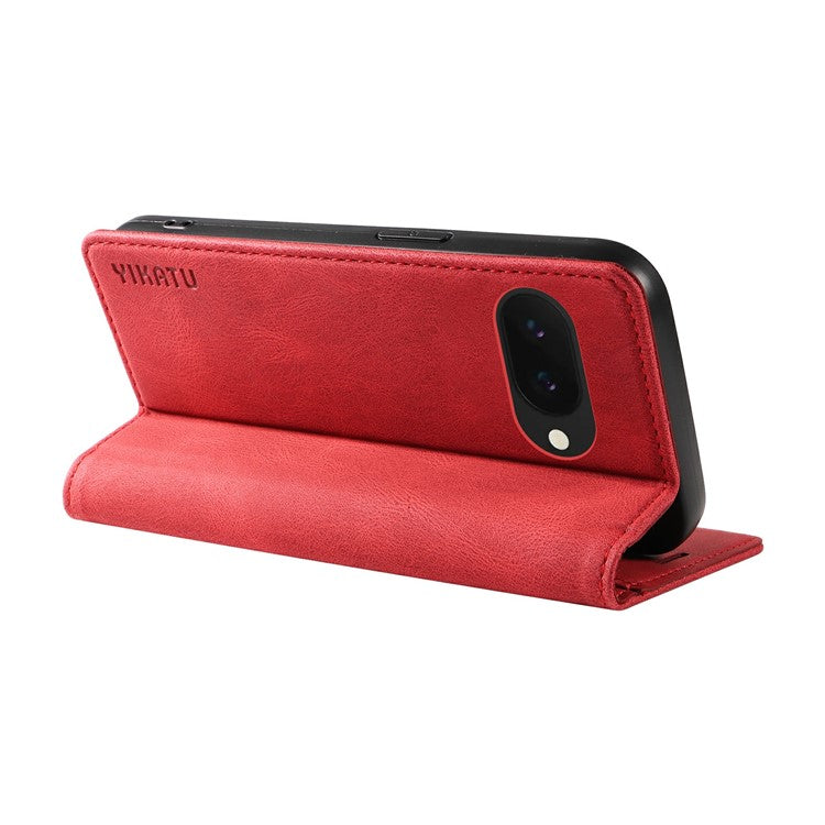 YIKATU YK-004 For Google Pixel 9a Case Leather Skin-Touch Phone Cover Magnetic Auto-Absorbed - Red