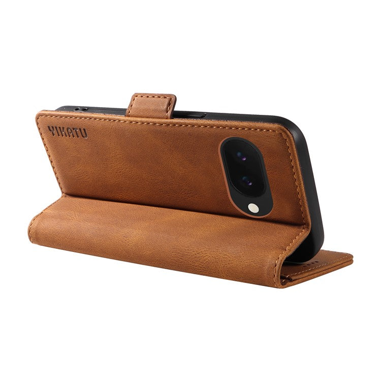 YIKATU YK-005 For Google Pixel 9a Case PU Leather Wallet Phone Cover Skin Touch Feeling - Brown