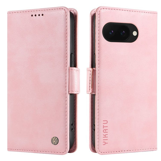 YIKATU YK-007 For Google Pixel 9a Case Side Buckle PU Leather Phone Cover Litchi Texture - Pink