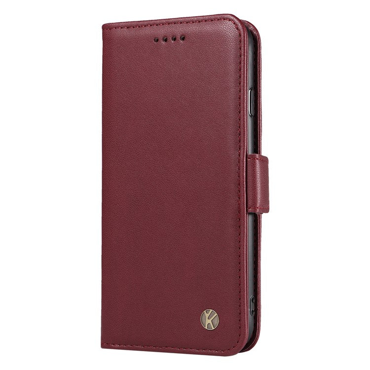 YIKATU YK-003 For Samsung Galaxy A36 5G Case Wallet Stand Leather Phone Cover Side Buckle - Wine Red