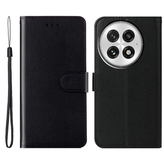 For OnePlus 13 Case with Card Holder PU Leather Flip Wallet Phone Cover - Black