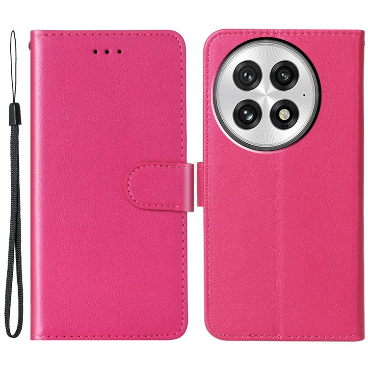 For OnePlus 13 Case with Card Holder PU Leather Flip Wallet Phone Cover - Rose