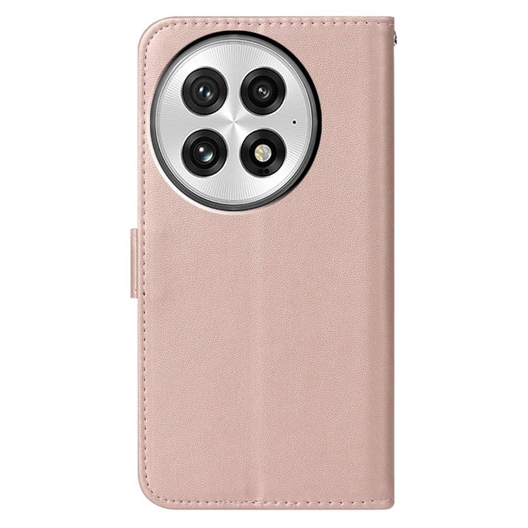 For OnePlus 13 Case with Card Holder PU Leather Flip Wallet Phone Cover - Rose Gold