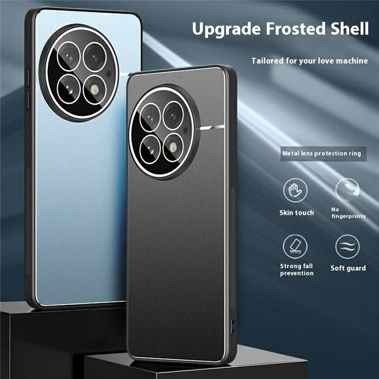 For OnePlus 13 Case PC+TPU Matte Back Phone Cover with Lens Film - Blue